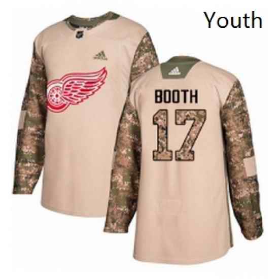 Youth Adidas Detroit Red Wings 17 David Booth Authentic Camo Veterans Day Practice NHL Jersey